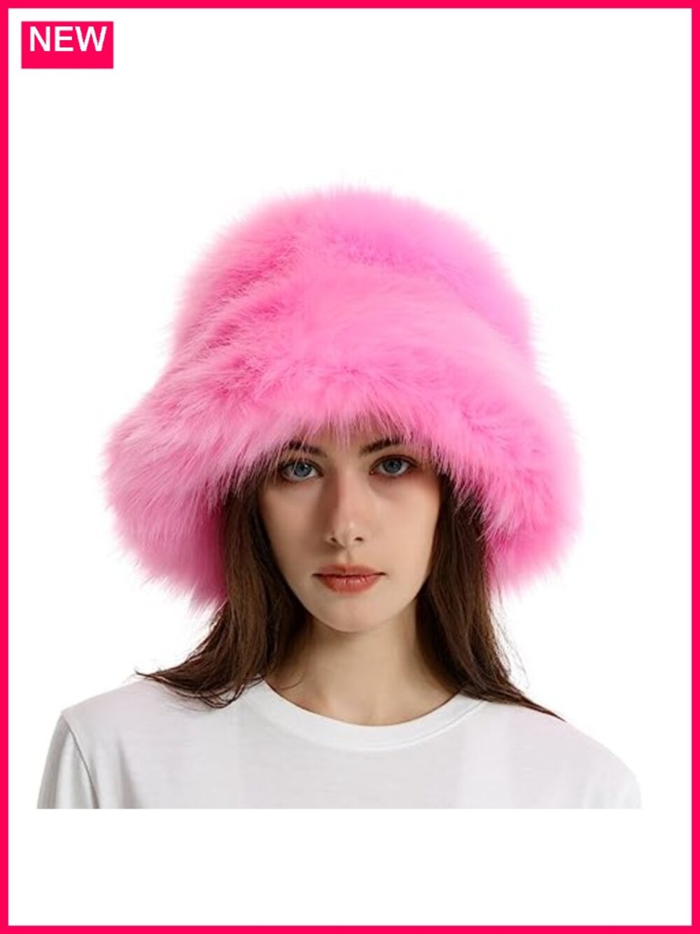 Fuzzy Bucket Hat Y2K Warm Winter Hat Fluffy Furry Plush Faux Fur Hats